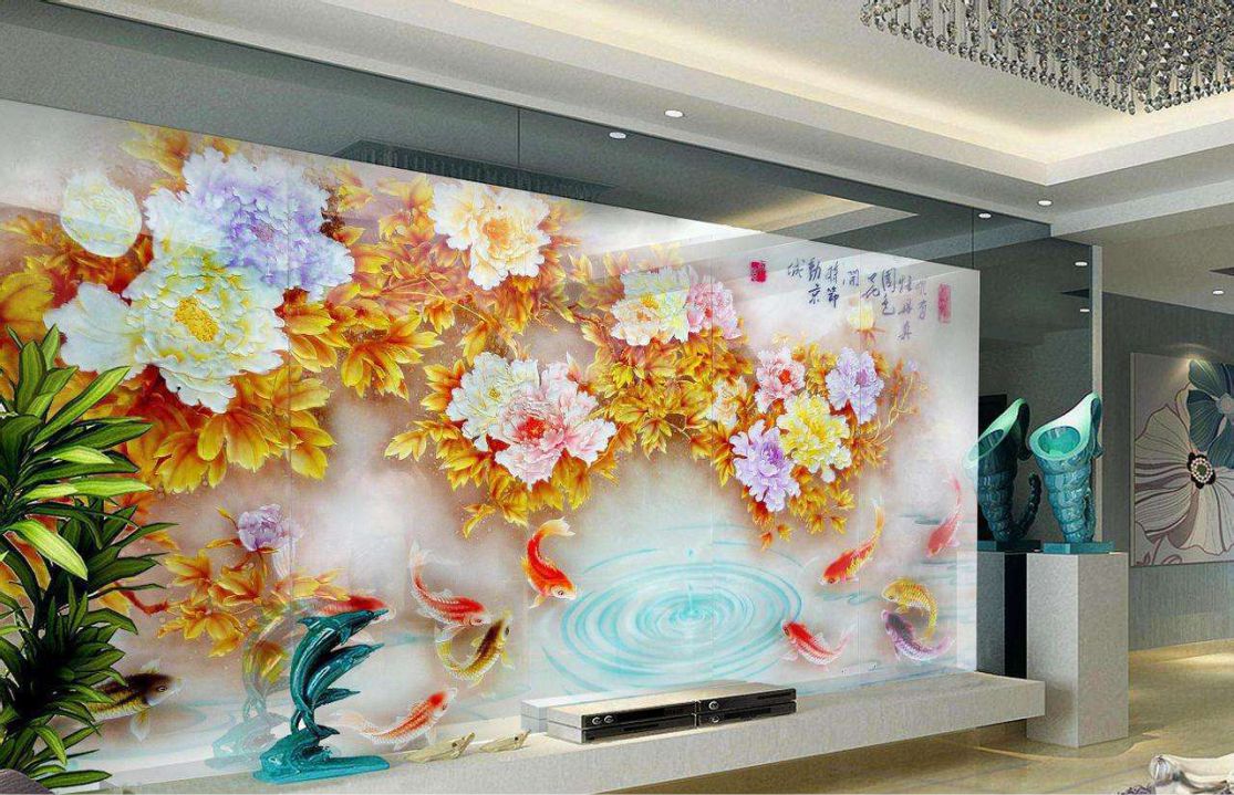 3D立體墻體電視背景藝術彩繪
